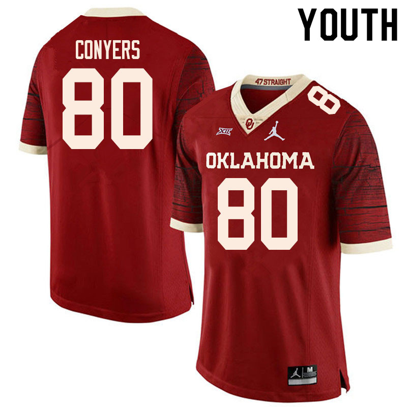 Youth #80 Jalin Conyers Oklahoma Sooners College Football Jerseys Sale-Retro